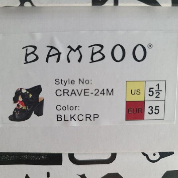 Bamboo Crave Black With Satin RIBBON Tie Block Heels Pretty Sandals Size 5.5 - Picture 10 of 10